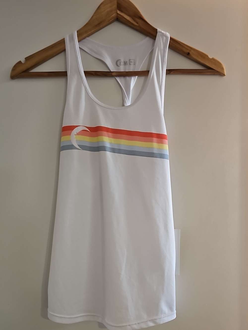 ZYIA Girls White Racerback Tank with Rainbow Stripes